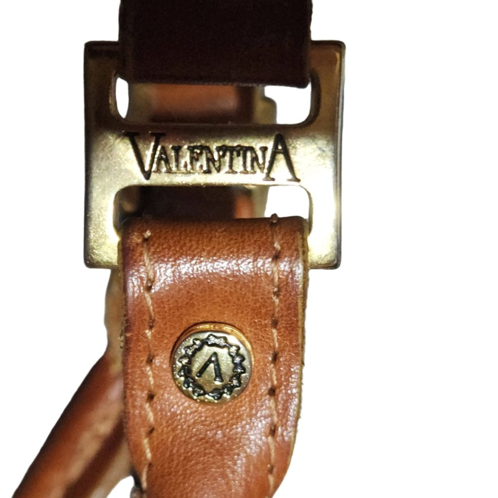 Valentina Italy Leather Handbag White Brown Medium - Picture 6 of 16